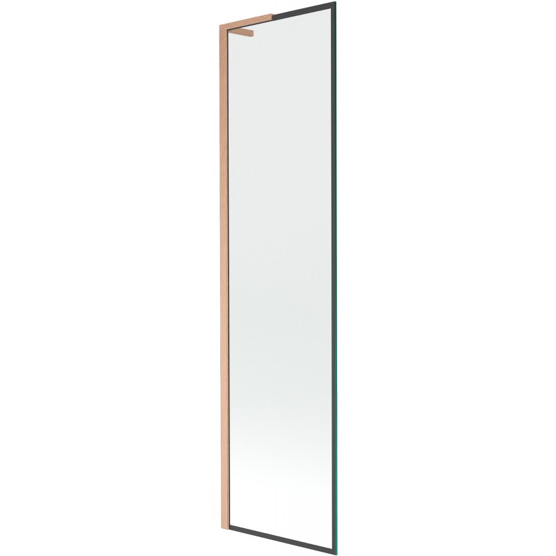 Mexen Next L Badewannenfaltwand 1-flügelig 50 x 150 cm, schwarzes Muster, gebürstetes Kupfer - 895-050-000-03-70-65