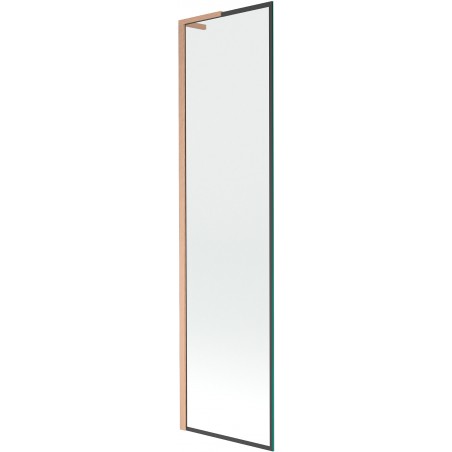 Mexen Next L Badewannenfaltwand 1-flügelig 50 x 150 cm, schwarzes Muster, gebürstetes Kupfer - 895-050-000-03-70-65