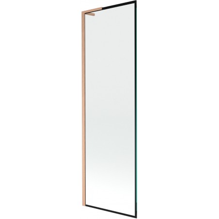 Mexen Next L Badewannenfaltwand 1-flügelig 60 x 150 cm, schwarzes Muster, gebürstetes Kupfer - 895-060-000-03-70-65