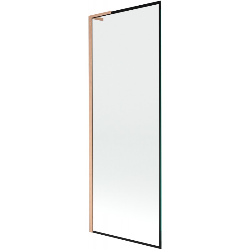 Mexen Next L Badewannenfaltwand 1-flügelig 70 x 150 cm, schwarzes Muster, gebürstetes Kupfer - 895-070-000-03-70-65