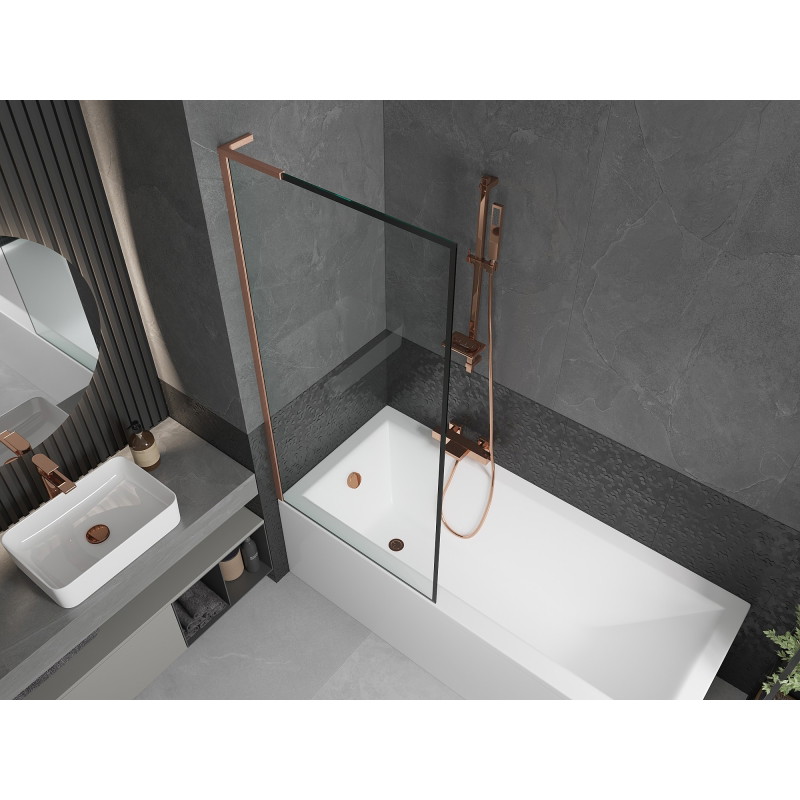 Mexen Next L vannisein, 1-osaline 80 x 150 cm, must raam, harjatud vask - 895-080-000-03-70-65