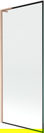 Mexen Next L bath screen 1-panel 80 x 150 cm, black frame, brushed copper - 895-080-000-03-70-65