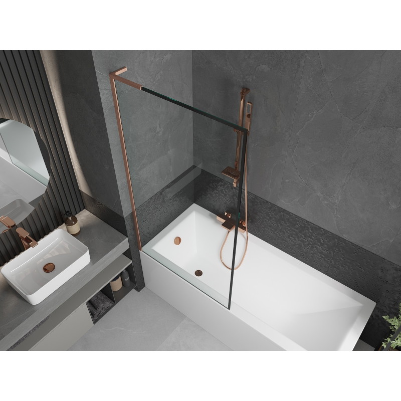 Mexen Next L vanniekraan 1-tiivaline 90 x 150 cm, must raam, harjatud vask - 895-090-000-03-70-65