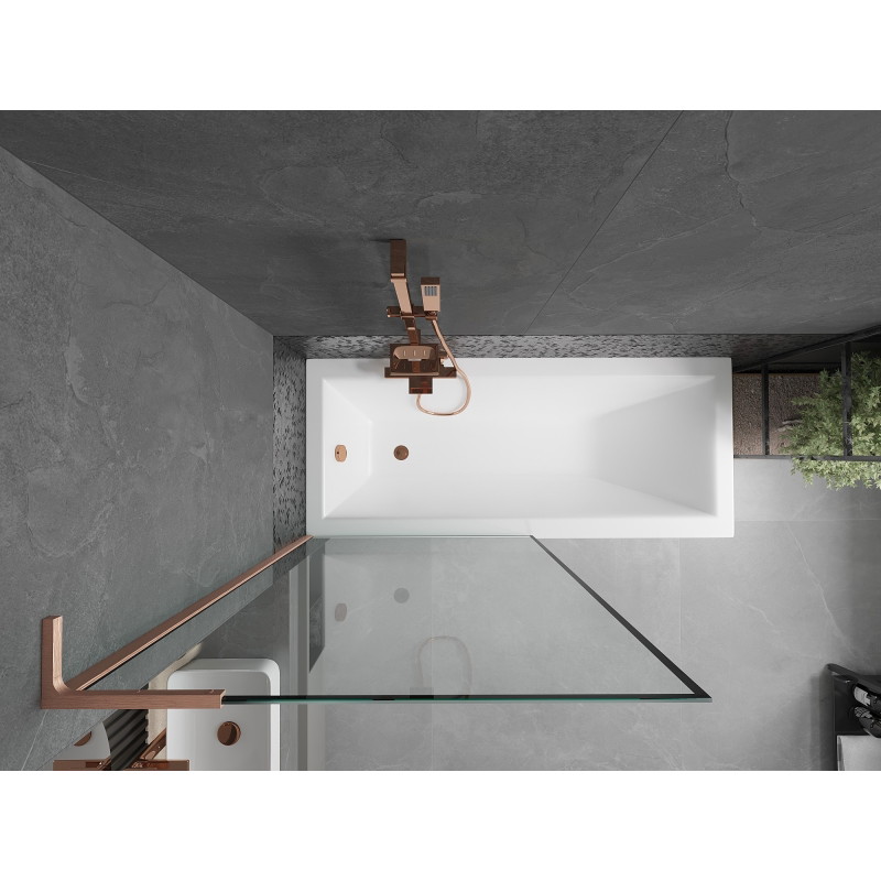 Mexen Next L vanniekraan 1-tiivaline 90 x 150 cm, must raam, harjatud vask - 895-090-000-03-70-65