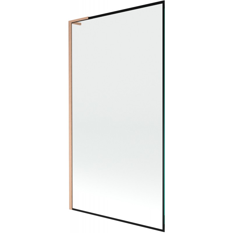 Mexen Next L badwand van 1 deur 100 x 150 cm, zwarte rand, geborsteld koper - 895-100-000-03-70-65