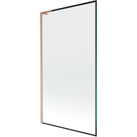 Mexen Next L mampara de baño de 1 hoja 100 x 150 cm, marco negro, cobre cepillado - 895-100-000-03-70-65