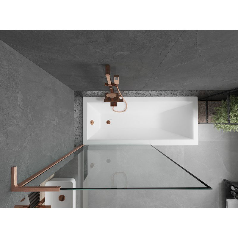 Mexen Next L vannas ekrāns ar vienu spārnu 100 x 150 cm, melns rāmis, birstīta vara - 895-100-000-03-70-65