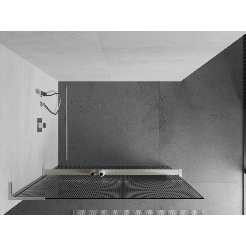Mexen Kioto+ L dušisein riiuliga Walk-in 80 x 200 cm, triibud, harjatud nikkel - 800-080-123-97-09