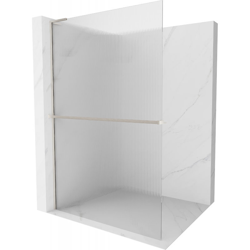 Mexen Kioto+ L Douchewand met plank Walk-in 100 x 200 cm, strepen, geborsteld nikkel - 800-100-123-97-09