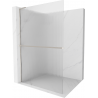Mexen Kioto+ L ścianka prysznicowa z półką Walk-in 100 x 200 cm, prążki, nikiel szczotkowany - 800-100-123-97-09
