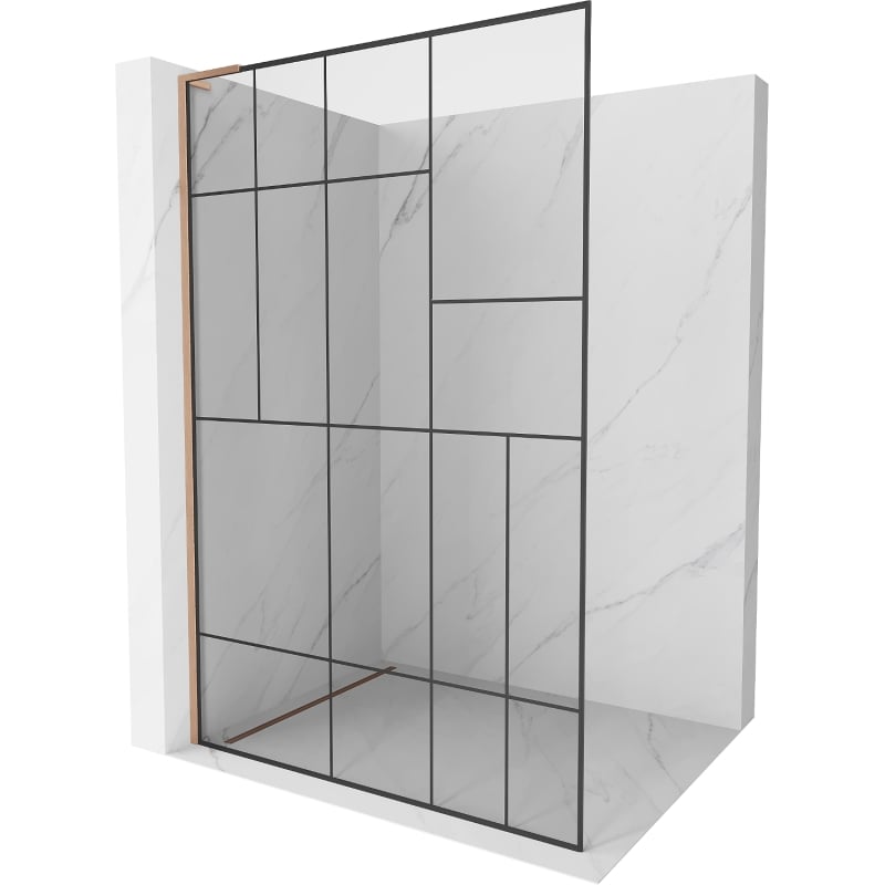 Mexen Kioto L dušisein Walk-in 90 x 200 cm, must muster, harjatud vask - 800-090-103-65-78