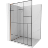 Mexen Kioto L Duschwand Walk-in 100 x 200 cm, schwarzes Design, gebürstetes Kupfer - 800-100-103-65-78