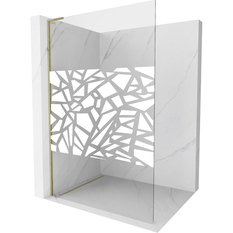 Mexen Kioto L ścianka prysznicowa Walk-in 80 x 200 cm, biały wzór, złota - 800-080-103-50-85