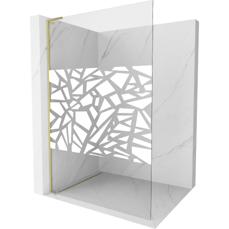 Mexen Kioto L douchewand Walk-in 70 x 200 cm, wit patroon, geborsteld goud - 800-070-103-55-85