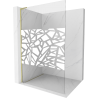 Mexen Kioto L douchewand Walk-in 70 x 200 cm, wit patroon, goud geborsteld - 800-070-103-55-85