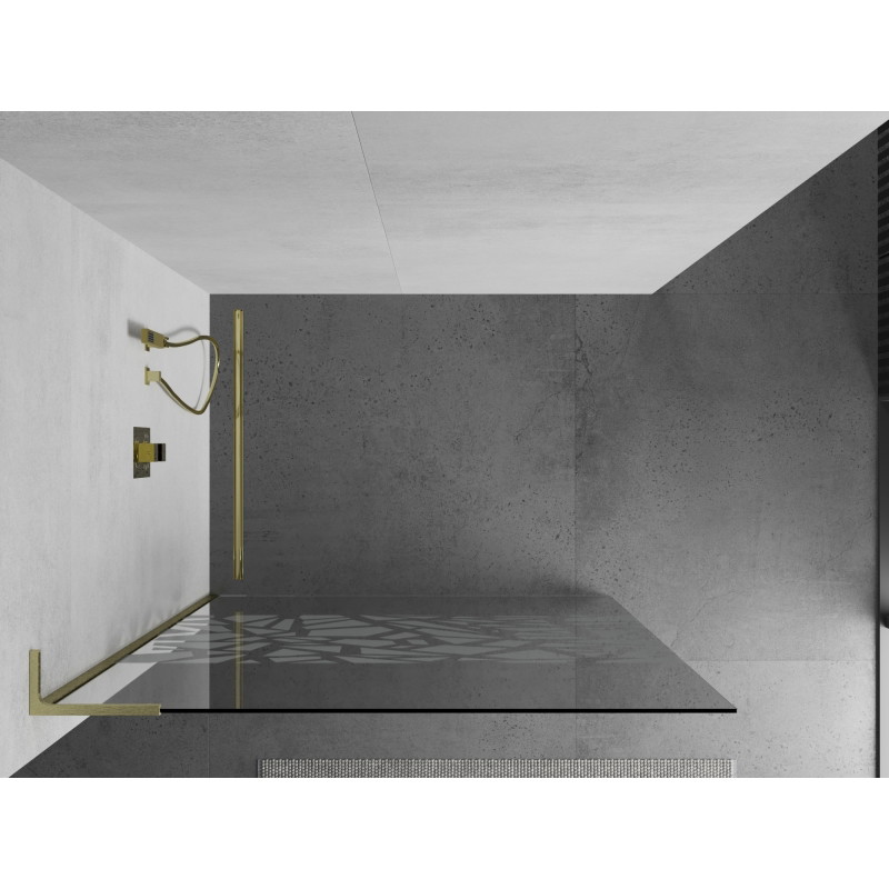 Mexen Kioto L dušisein Walk-in 80 x 200 cm, valge muster, kuldne harjatud - 800-080-103-55-85