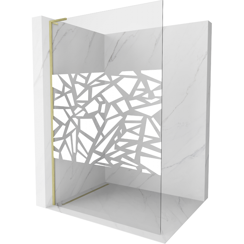 Mexen Kioto L paroi de douche Walk-in 110 x 200 cm, motif blanc, or brossé - 800-110-103-55-85