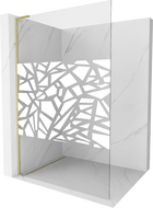 Mexen Kioto L zidni panel za tuš Walk-in 110 x 200 cm, bijeli uzorak, brušeno zlato - 800-110-103-55-85