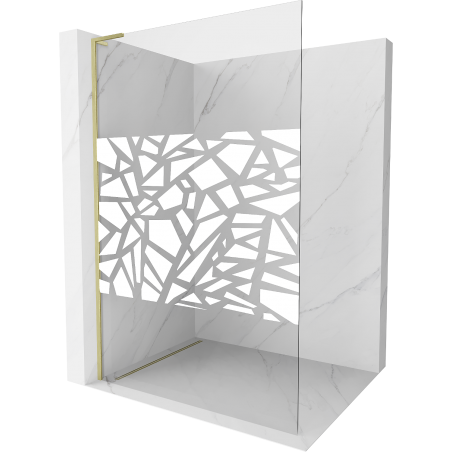 Mexen Kioto L Shower Wall Walk-in 120 x 200 cm, white pattern, brushed gold - 800-120-103-55-85