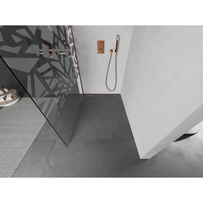 Mexen Kioto L dušisein Walk-in 70 x 200 cm, valge muster, roosa kuld - 800-070-103-60-85