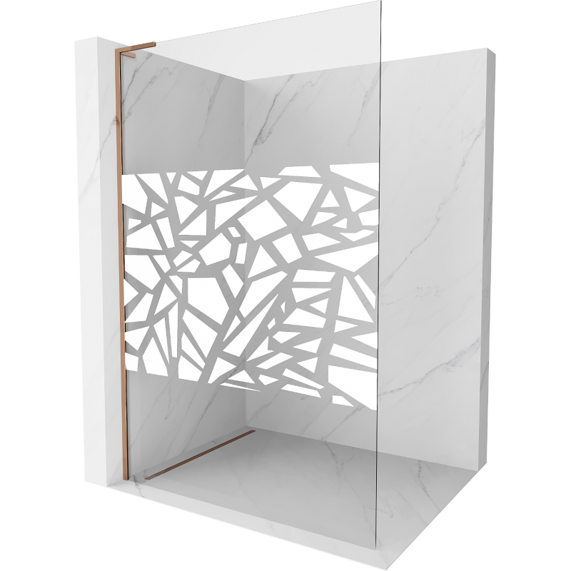 Mexen Kioto L duschvägg Walk-in 80 x 200 cm, vitt mönster, rosa guld - 800-080-103-60-85