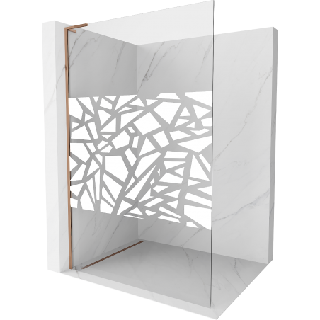 Mexen Kioto L douchewand Walk-in 80 x 200 cm, wit patroon, roze goud - 800-080-103-60-85