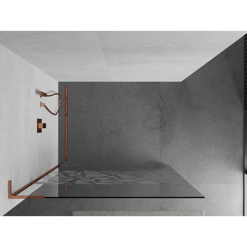 Mexen Kioto L κατασκευή ντους Walk-in 110 x 200 cm, λευκό μοτίβο, ροζ χρυσό - 800-110-103-60-85