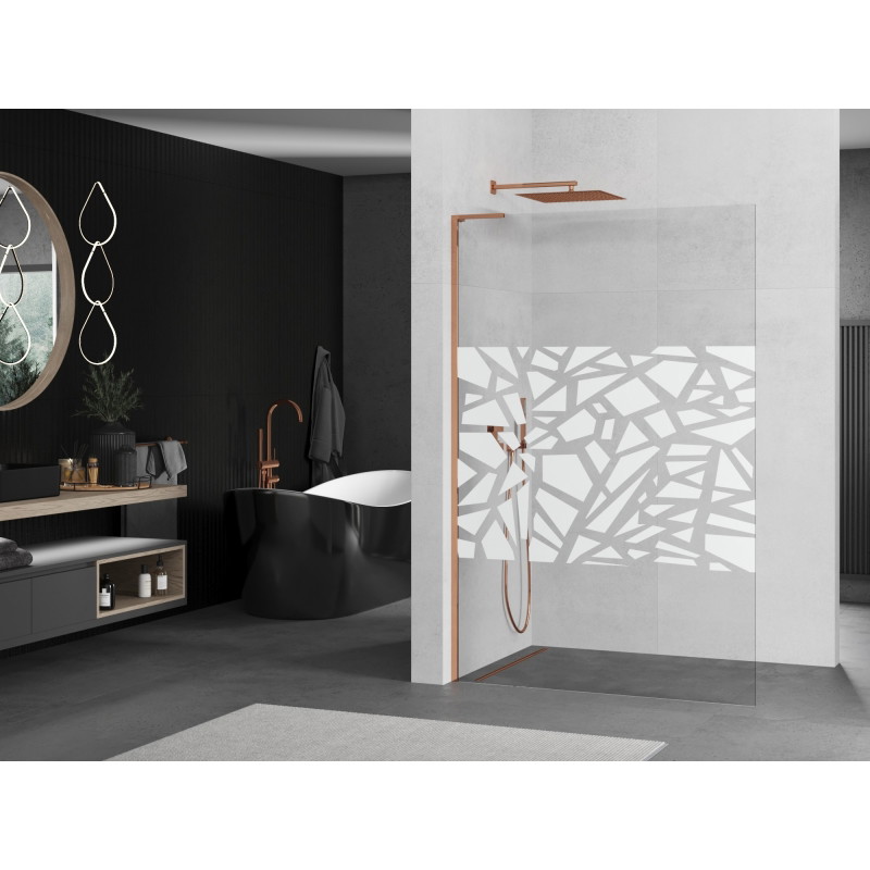 Mexen Kioto L dušisein Walk-in 120 x 200 cm, valge muster, roosa kuld - 800-120-103-60-85