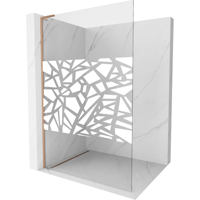 Mexen Kioto L Walk-in Shower Wall 80 x 200 cm, White Pattern, Brushed Copper - 800-080-103-65-85