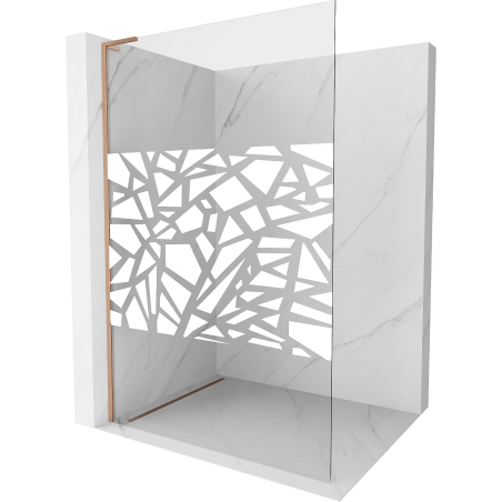 Mexen Kioto L paroi de douche Walk-in 80 x 200 cm, motif blanc, cuivre brossé - 800-080-103-65-85