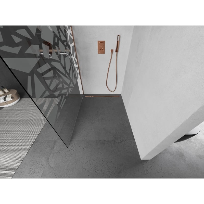 Mexen Kioto L dušisein Walk-in 90 x 200 cm, valge muster, harjatud vask - 800-090-103-65-85
