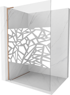 Mexen Kioto L Walk-in tuš pregrada 90 x 200 cm, bijeli uzorak, brušena bakar - 800-090-103-65-85