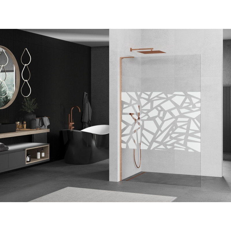 Mexen Kioto L dušisein Walk-in 100 x 200 cm, valge muster, harjatud vask - 800-100-103-65-85