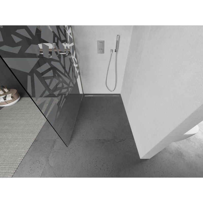 Mexen Kioto L dušas siena Walk-in 70 x 200 cm, balts raksts, matēts niķelis - 800-070-103-97-85