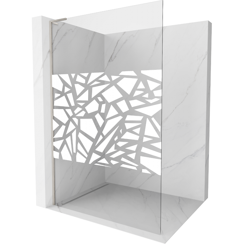 Mexen Kioto L Duschwand Walk-in 70 x 200 cm, weißes Muster, gebürsteter Nickel - 800-070-103-97-85