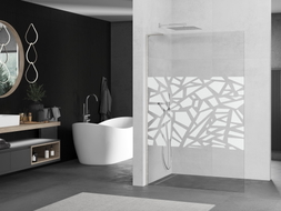 Mexen Kioto L ścianka prysznicowa Walk-in 80 x 200 cm, biały wzór, nikiel szczotkowany - 800-080-103-97-85