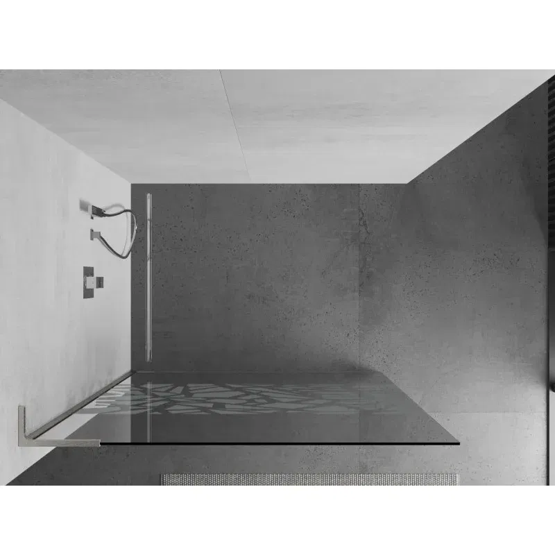 Mexen Kioto L Duschwand Walk-in 80 x 200 cm, weißes Muster, gebürstetes Nickel - 800-080-103-97-85