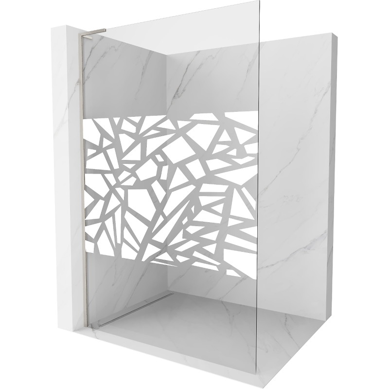 Mexen Kioto L Walk-in tuš stijena 90 x 200 cm, bijeli uzorak, brušeni nikal - 800-090-103-97-85