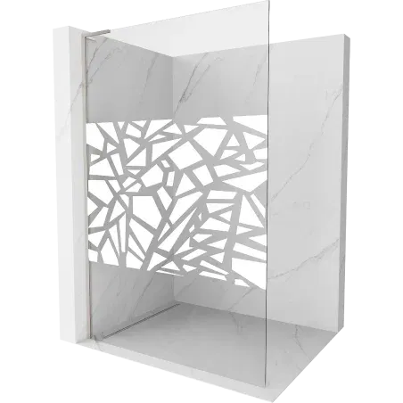Mexen Kioto L paroi de douche Walk-in 90 x 200 cm, motif blanc, nickel brossé - 800-090-103-97-85