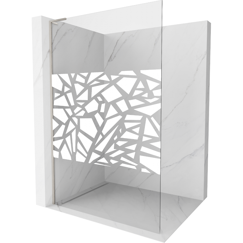 Mexen Kioto L paroi de douche Walk-in 100 x 200 cm, motif blanc, nickel brossé - 800-100-103-97-85