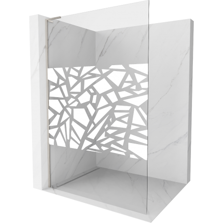 Mexen Kioto L Douchewand Walk-in 100 x 200 cm, wit patroon, geborsteld nikkel - 800-100-103-97-85