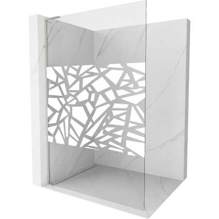 Mexen Kioto L paroi de douche Walk-in 110 x 200 cm, motif blanc, nickel brossé - 800-110-103-97-85