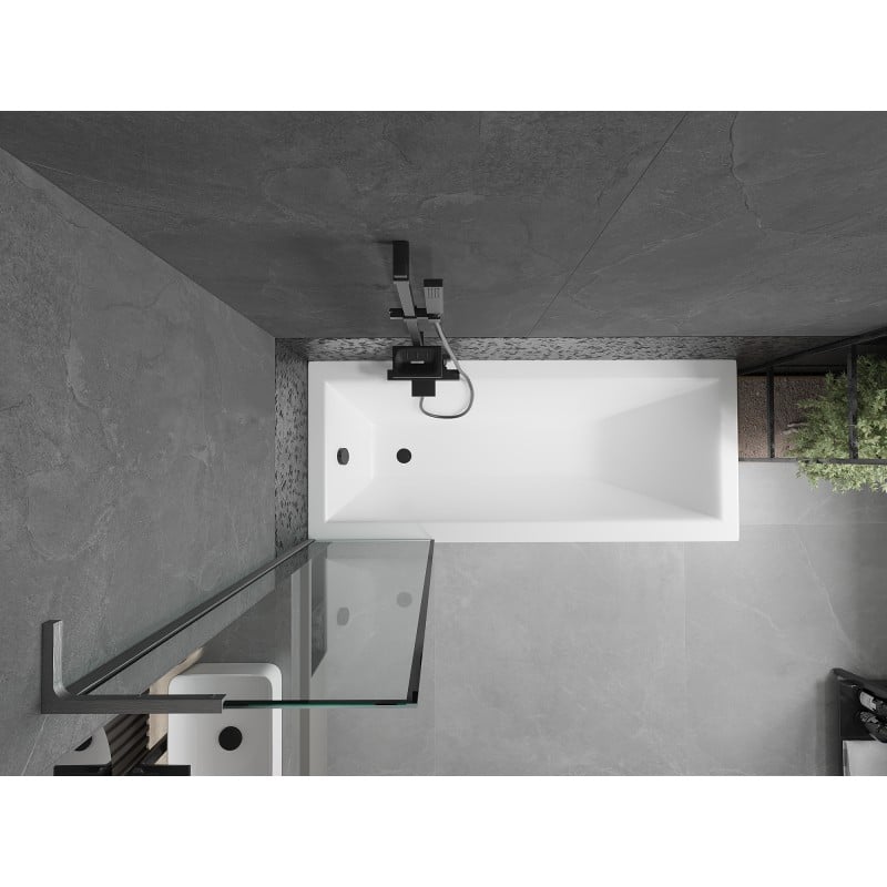 Mexen Next L parawan nawannowy 1-skrzydłowy 50 x 150 cm, czarna ramka,  gun gray szczotkowany - 895-050-000-03-70-66