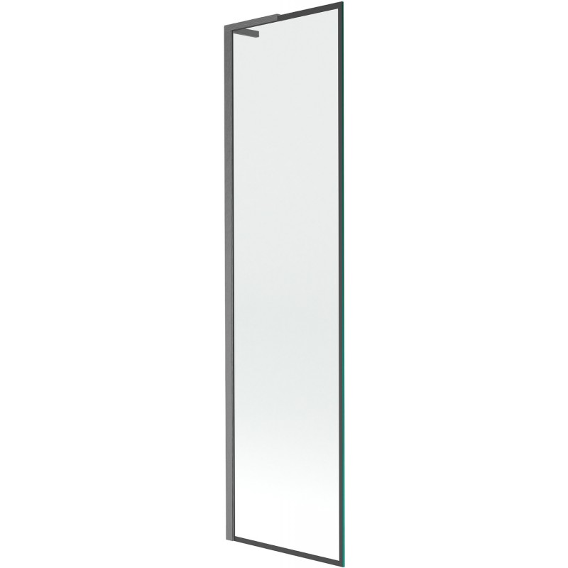 Mexen Next L Badewannenabtrennung 1-flügelig 50 x 150 cm, schwarzes Muster, gebürstet Gun Gray - 895-050-000-03-70-66