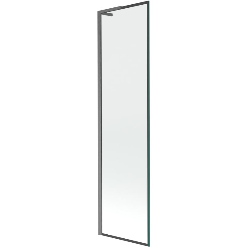 Mexen Next L jednokrilni pregradni panel za kadu 50 x 150 cm, crni okvir, brušeno sivo - 895-050-000-03-70-66