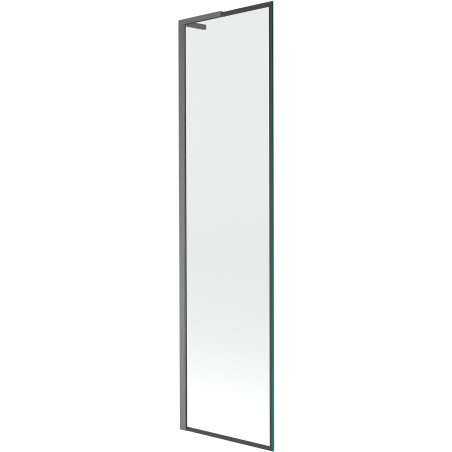 Mexen Next L Badewannenabtrennung 1-flügelig 50 x 150 cm, schwarzes Muster, gebürstet Gun Gray - 895-050-000-03-70-66