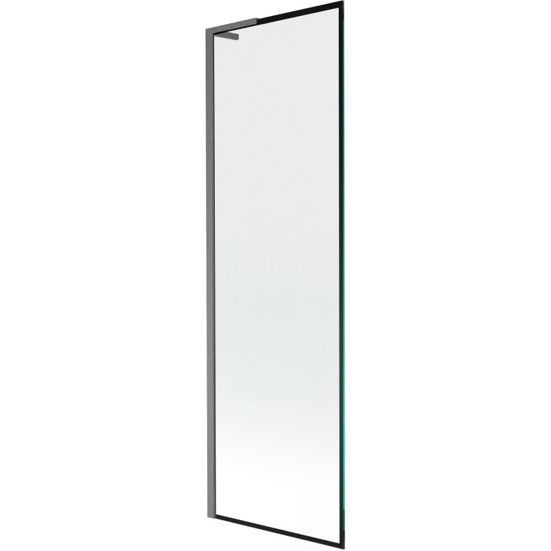 Mexen Next L paravento vasca da bagno a 1 anta 60 x 150 cm, cornice nera, gun gray spazzolato - 895-060-000-03-70-66
