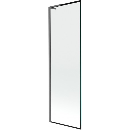 Mexen Next L painel de banho dobrável de 1 folha 60 x 150 cm, moldura preta, cinza metal escovado - 895-060-000-03-70-66