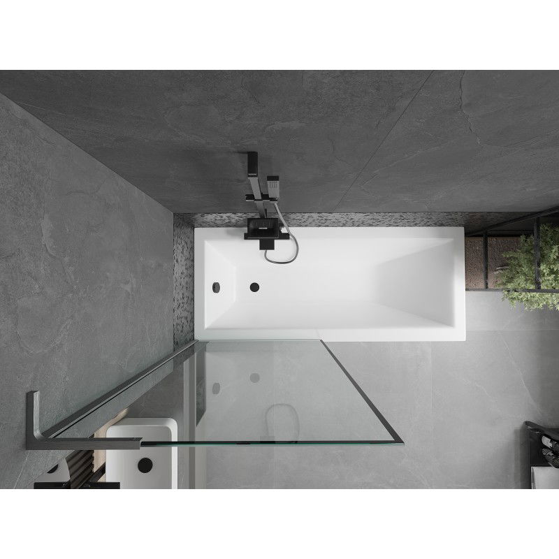 Mexen Next L 1-spārnu vannas sienas panelis 80 x 150 cm, melns rāmis, gun gray matēts - 895-080-000-03-70-66