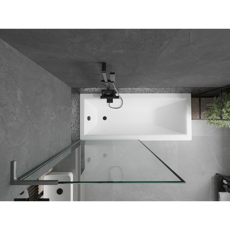 Mexen Next L mampara de bañera de 1 hoja 90 x 150 cm, marco negro, gun gray cepillado - 895-090-000-03-70-66
